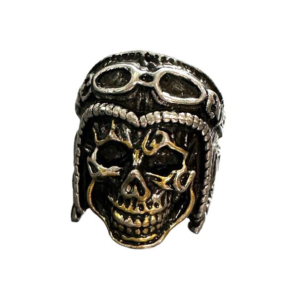 Skull Ring Men's Thick Chunky Ring Size 12 Goth Metal Moto - Picture 1 of 5